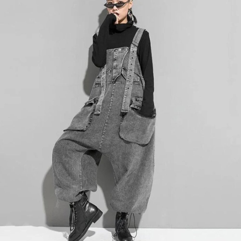 MARIGOLD SHADOWS Oversized grey denim overalls (One Size)